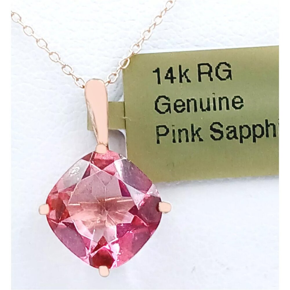 Genuine 3.95 Cts Pink Sapphire Pendant 14k Rose Gold